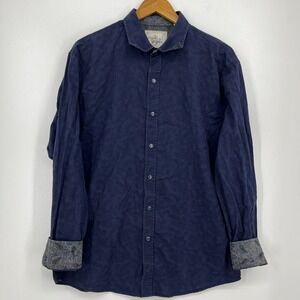 Age Of Wisdom Long Sleeve Button Shirt Mens XL Blue Pearl Snap Western Flip Cuff